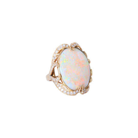 Ring with opal and diamonds together ca. 1 ct, - photo 1