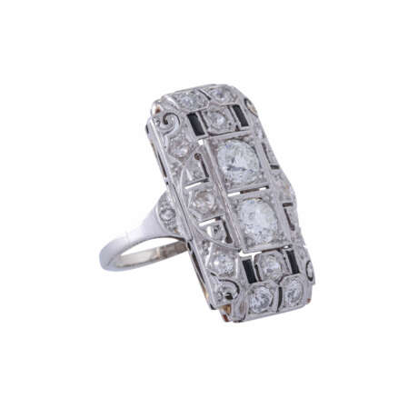 Art Deco ring with 2 old cut diamonds - фото 1