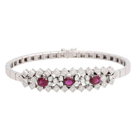 Bracelet with 3 fine rubies comp. approx. 2 ct and diamonds comp. approx. 0.9 ct - Foto 3