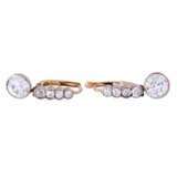 Earrings with 2 large old cut diamonds each approx. 1 ct, - фото 3