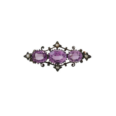 Mix of antique jewelry with purple stones, - photo 4