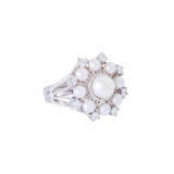 Ring with pearls and diamonds together ca. 0,5 ct, - photo 1