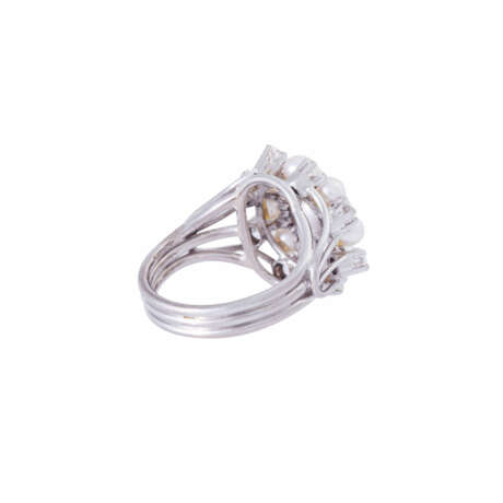 Ring with pearls and diamonds together ca. 0,5 ct, - photo 3