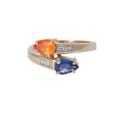 Ring with sapphire, mandarin garnet and diamonds - photo 2