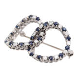 Brooch with sapphires and diamonds of ca. 1,1 ct, - Foto 3
