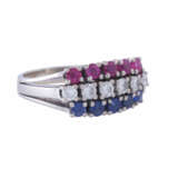 Ring with rubies, sapphires and diamonds, - photo 1