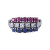 Ring with rubies, sapphires and diamonds, - photo 2