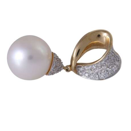 Pendant with South Sea pearl and diamonds of total approx. 0.5 ct, - photo 3