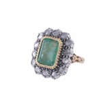 Ring with emerald and diamond roses together ca. 1 ct, - Foto 1