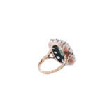 Ring with emerald and diamond roses together ca. 1 ct, - photo 3