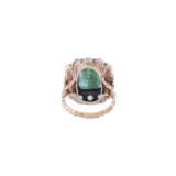 Ring with emerald and diamond roses together ca. 1 ct, - photo 4