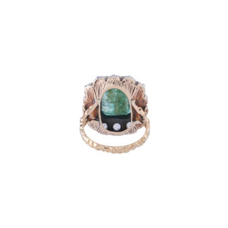 Ring with emerald and diamond roses together ca. 1 ct, - фото 4