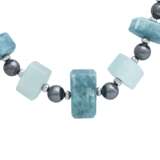 Necklace made of aquamarine, moss agate, nephrite and hematite, - photo 2