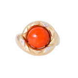 Ring with coral and 3 octagonal diamonds, - Foto 2