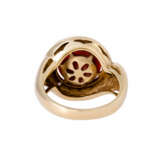 Ring with coral and 3 octagonal diamonds, - photo 4