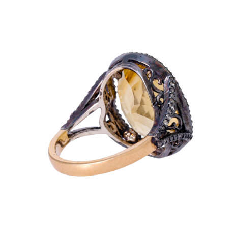 Ring with oval citrine and octagonal diamonds together ca. 0,5 ct, - фото 3