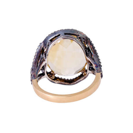 Ring with oval citrine and octagonal diamonds together ca. 0,5 ct, - фото 4