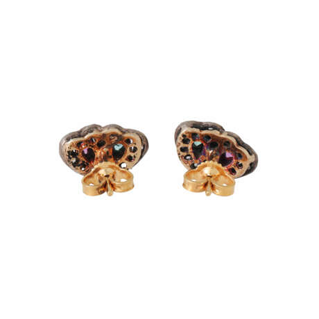 Stud earrings "Hearts" with tourmalines and diamonds total approx. 0.3 ct, - Foto 3