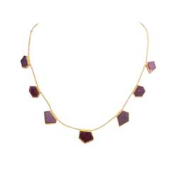 Necklace with 7 polygonal ruby sections,