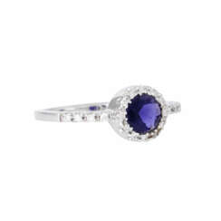 Ring with iolite and diamonds together ca. 0,12 ct,