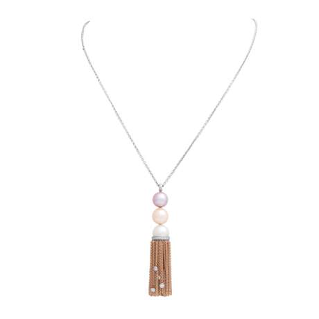 BUNZ tassel pendant with 3 South Sea pearls and diamonds total approx. 0.34 ct, - Foto 1