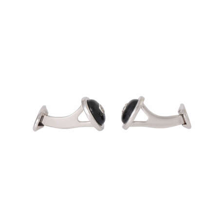 Cufflinks with onyx and diamond together ca. 0,1 ct, - фото 2