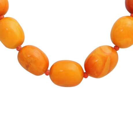Antique amber necklace with coral beads, - фото 2
