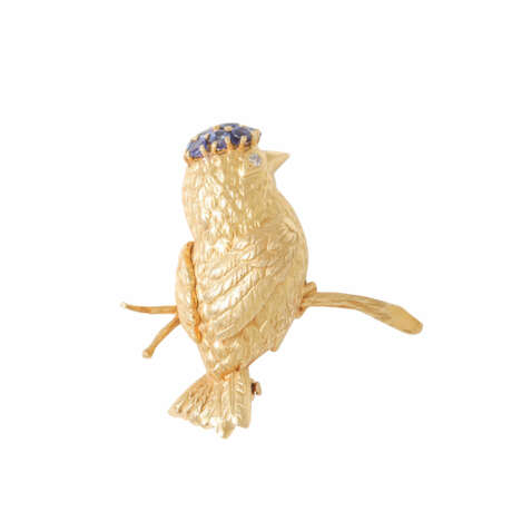 Brooch "Bird on branch" with sapphires as headdress and diamond eye, - Foto 1