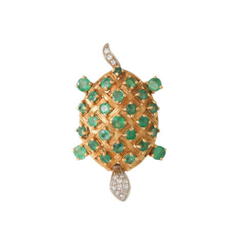 Brooch "Turtle" with emeralds and diamonds, - Foto 1