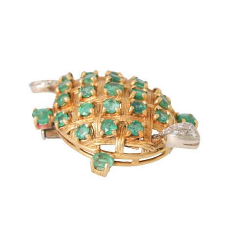 Brooch "Turtle" with emeralds and diamonds, - Foto 4