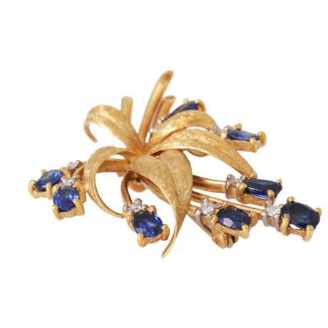Brooch "Bouquet" with sapphires and octagonal diamonds - фото 4