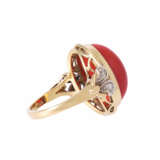 Ring with sardegna colored precious coral and 4 diamond roses, - photo 3