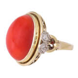 Ring with sardegna colored precious coral and 4 diamond roses, - Foto 5