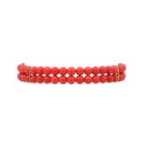 Bracelet 2 rows of coral beads 5 mm, - фото 1