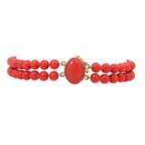 Bracelet 2 rows of coral beads 5 mm, - photo 2