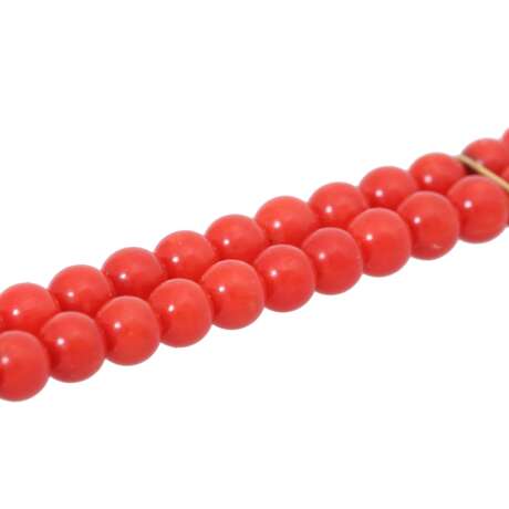 Bracelet 2 rows of coral beads 5 mm, - Foto 4