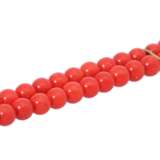 Bracelet 2 rows of coral beads 5 mm, - фото 4