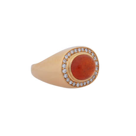 Ring with orange tourmaline entouraged by diamonds total ca. 0,5 ct, - Foto 1