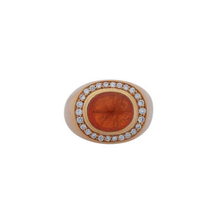 Ring with orange tourmaline entouraged by diamonds total ca. 0,5 ct, - Foto 2