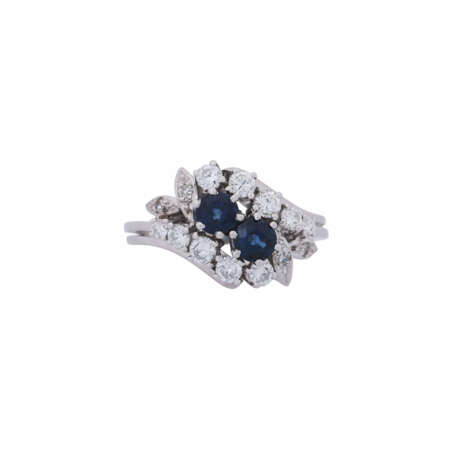 Ring with 2 sapphires comp. ca. 0,8 ct and diamonds comp. ca. 0,5 ct, - Foto 2