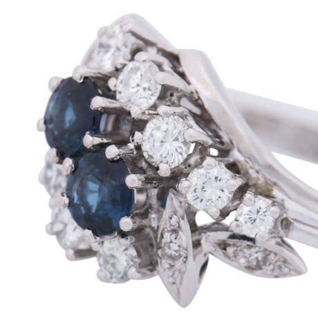 Ring with 2 sapphires comp. ca. 0,8 ct and diamonds comp. ca. 0,5 ct, - Foto 3