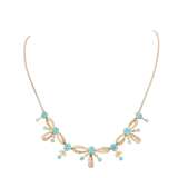 Delicate necklace with small turquoise and seed pearls, - фото 1