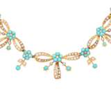 Delicate necklace with small turquoise and seed pearls, - фото 2