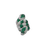 Ring "Snake" with emeralds and diamonds, - фото 1