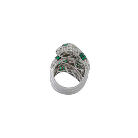 Ring "Snake" with emeralds and diamonds, - фото 4