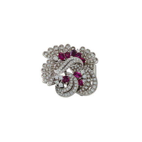 Ring "Flower" with diamonds and rubies, - photo 2
