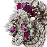 Ring "Flower" with diamonds and rubies, - photo 5