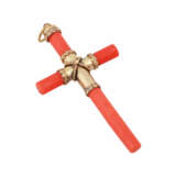 Cross pendant made of precious coral, - photo 3