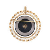 Brooch/pendant with round onyx plate and pearl in filigree frame, - Foto 2