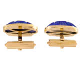 Pair of cufflinks with engraved lapis lazuli bochons, - photo 3